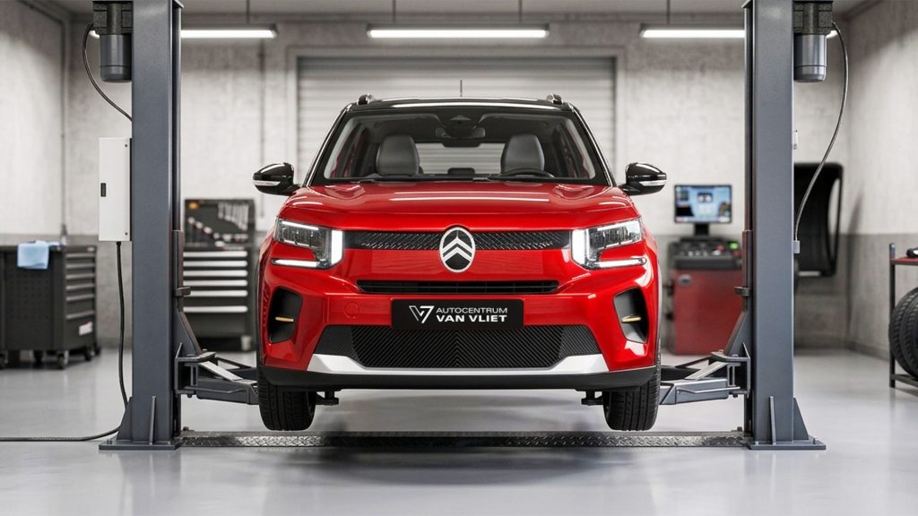 Citroën C3 op de brug in de werkplaats