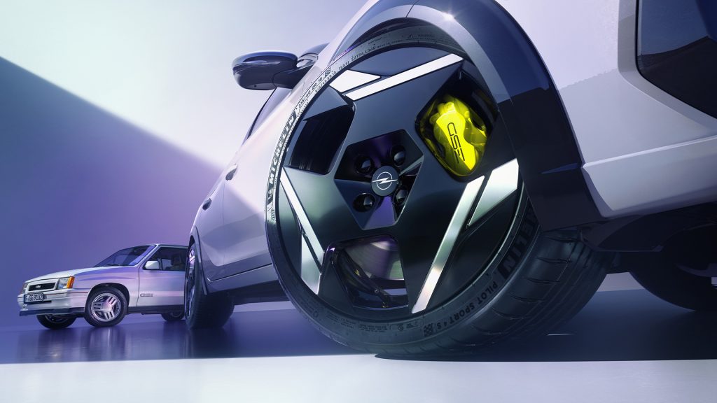 Close-up van velgen van Opel Corsa GSE
