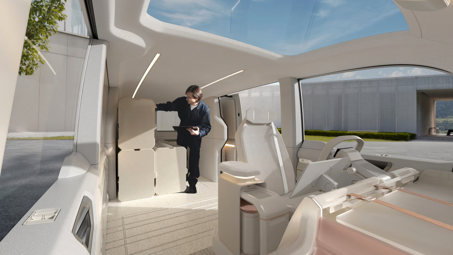 Ruimtelijk interieur Kia PV7 Concept