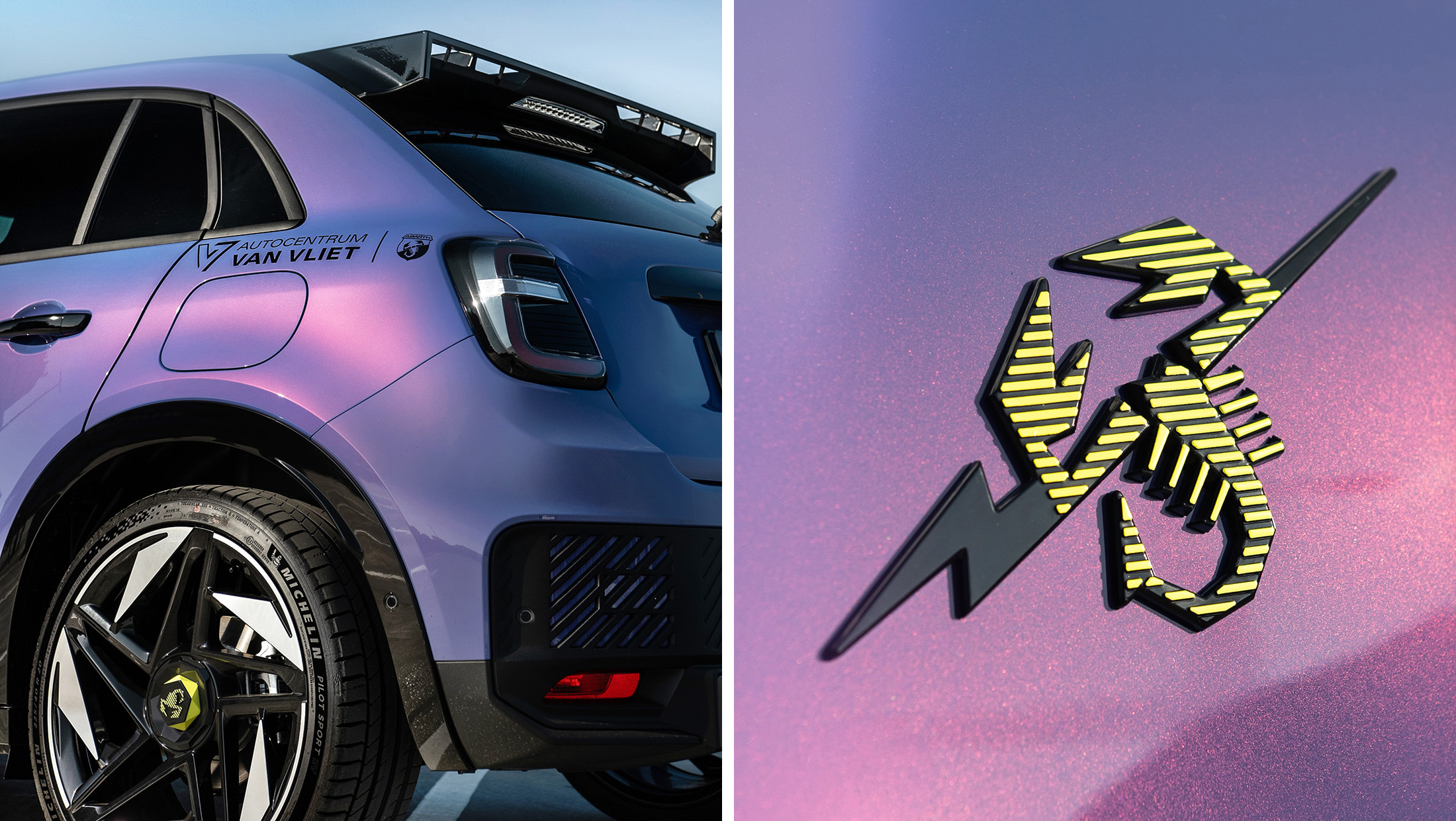 Achterkant en scorpion logo