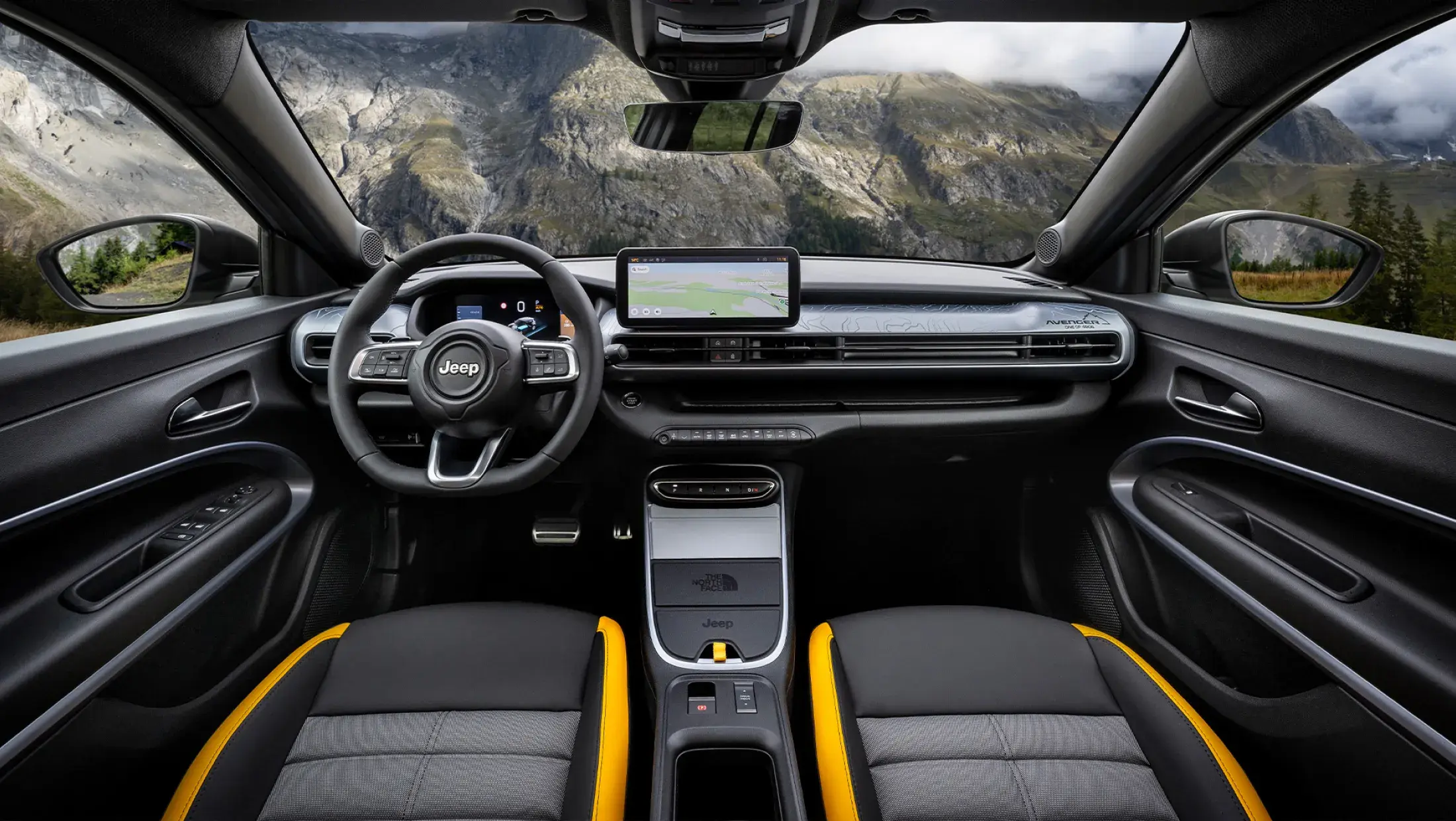 Cockpit van de Jeep Avenger 4xe The North Face Edition