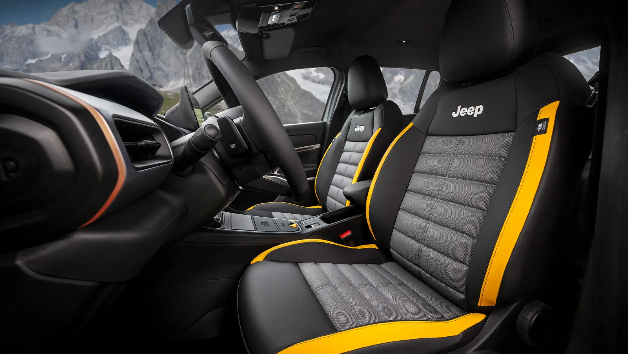Interieur van de Jeep Avenger 4xe The North Face Edition