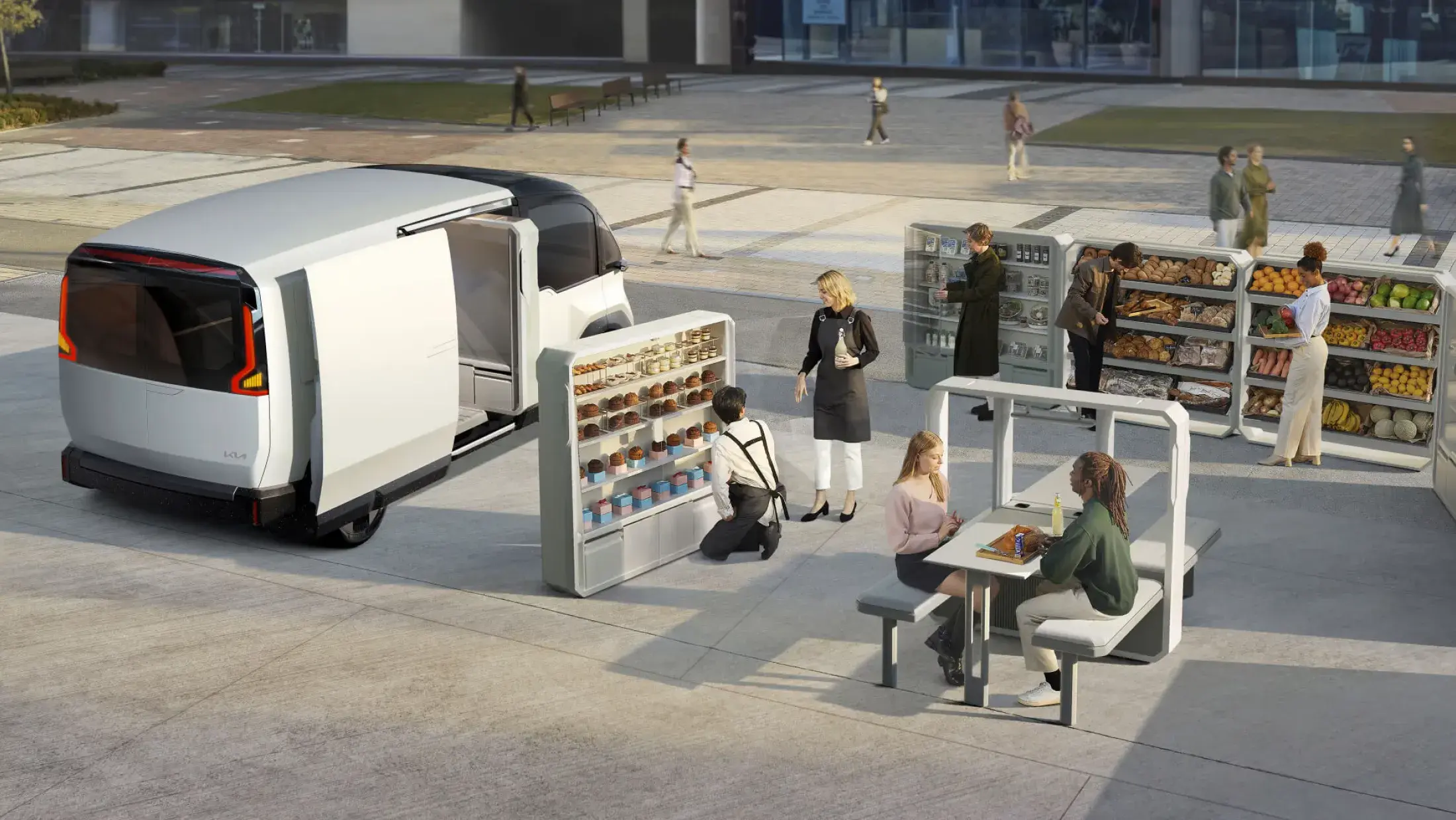 Overzicht Kia PV7 concept modulaire opbouw 