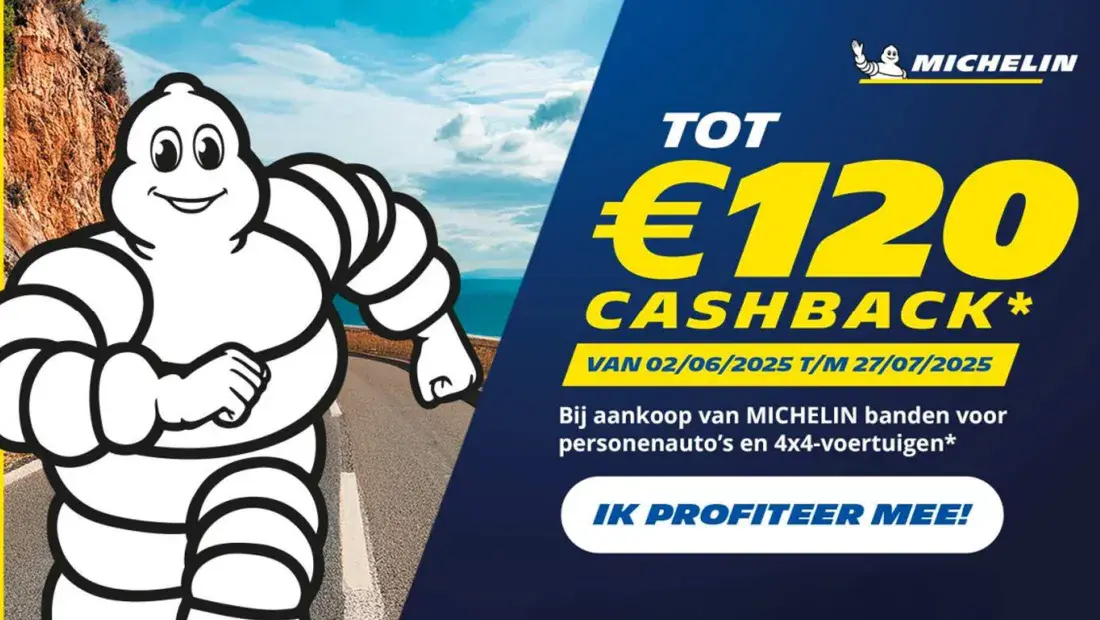 Tot €120 cashback bij aankoop van MICHELIN banden